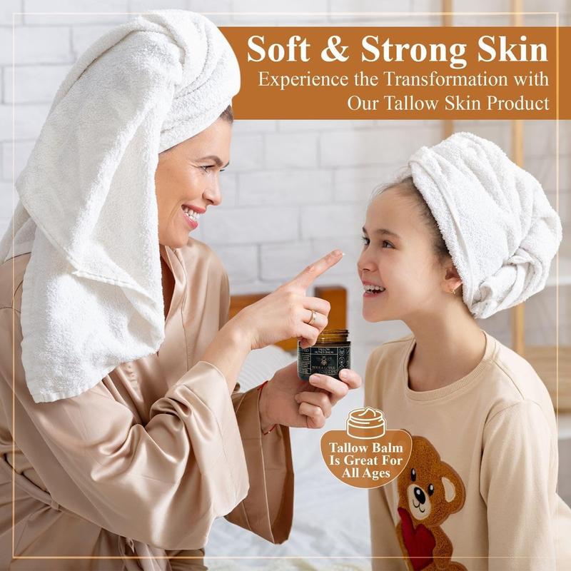 Organic Grass-Fed Beef Tallow Balm with Raw Honey - Handmade All-Natural Moisturizer for Soft, Smooth, Radiant Skin - VIP