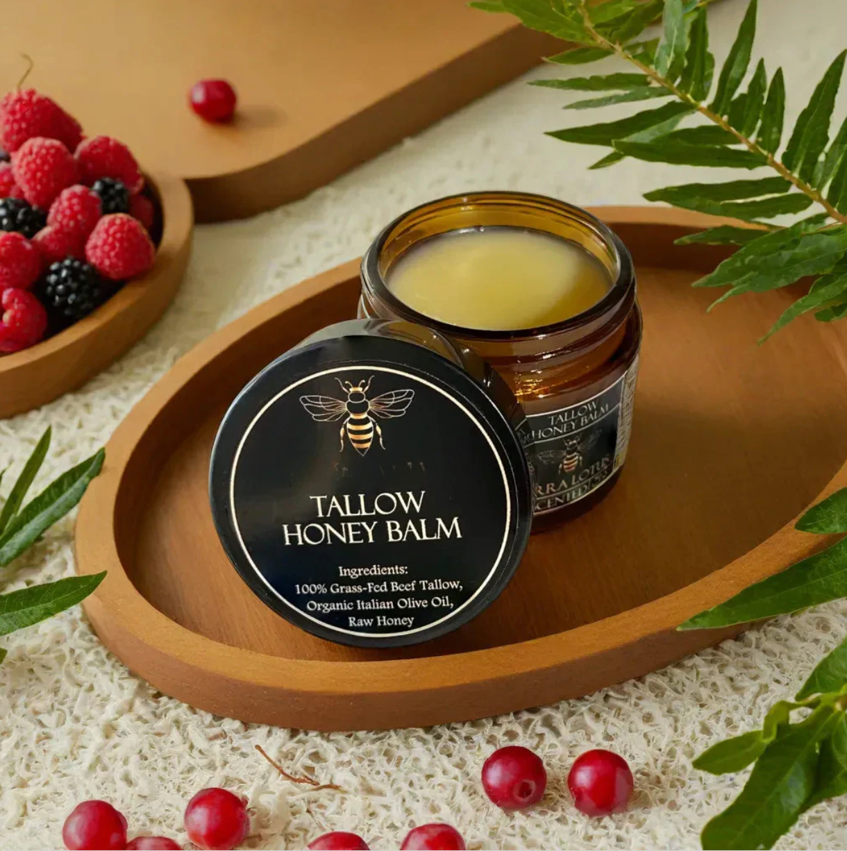 Organic Grass-Fed Beef Tallow Balm with Raw Honey - Handmade All-Natural Moisturizer for Soft, Smooth, Radiant Skin - VIP
