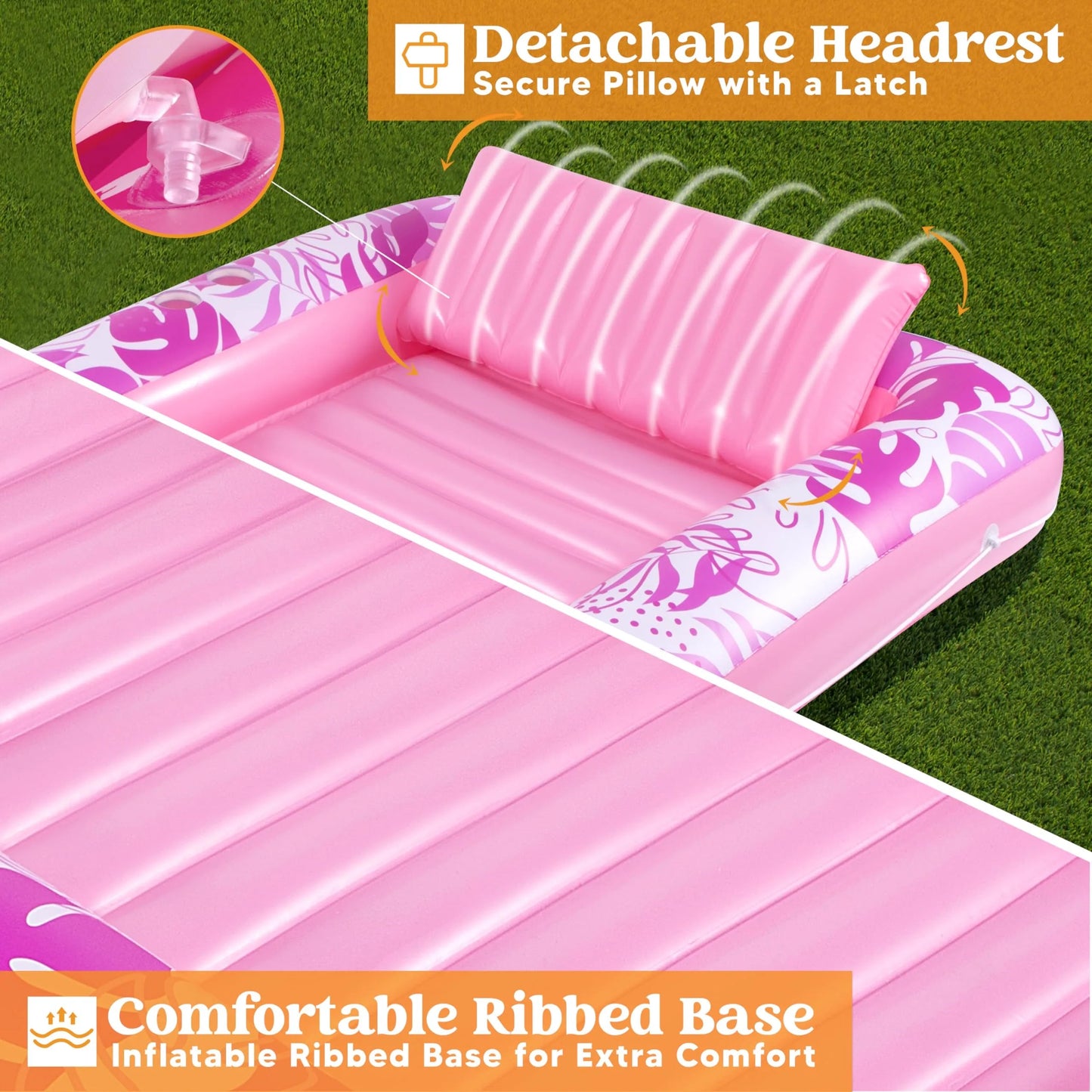 4 in 1 XL Inflatable Tanning Pool Lounge Float With Cup Holder - VIP