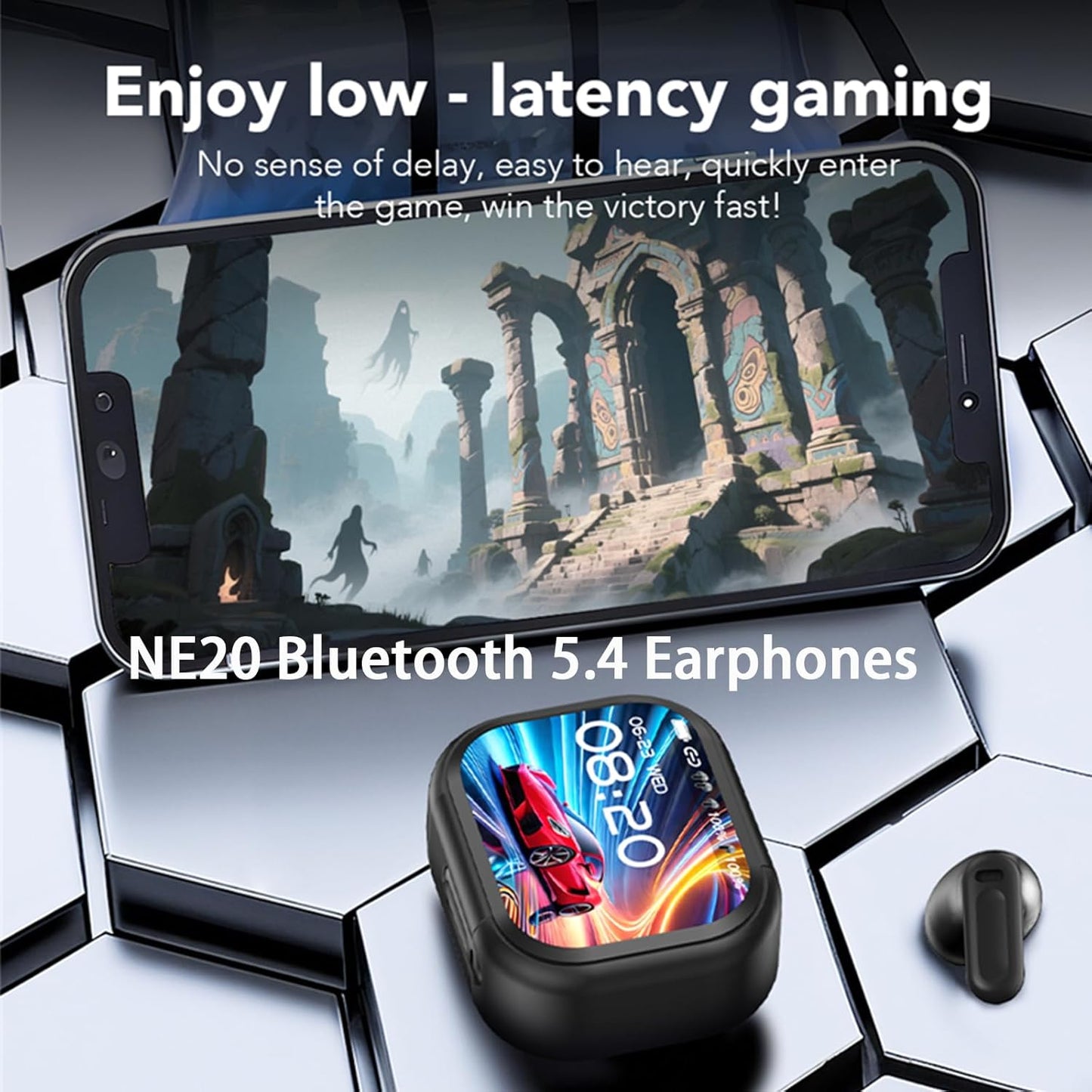 HTC NE20 Bluetooth 5.4 Earphones With LED Display (Waterproof) - VIP