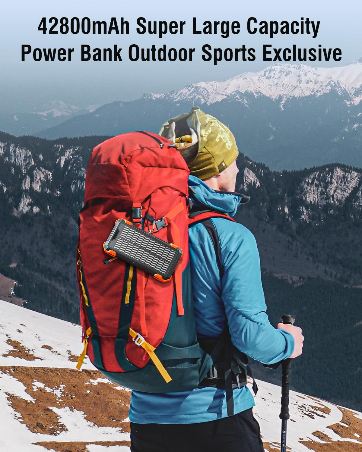 SunVault 42K Solar Power Pro | 42800mAh Wireless Portable Charger with USB-C in/Output, QC3.0 Fast Charging 15W 4 Ports Outdoor Battery Pack Built-in Dual Led Flashlights for iPhone Samsung etc- VIP