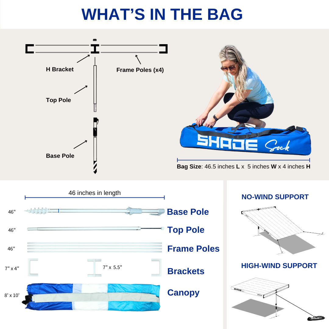ShadeSock Silent Wind-Inflating Beach Canopy - VIP