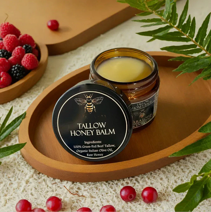 Organic Grass-Fed Beef Tallow Balm with Raw Honey - Handmade All-Natural Moisturizer for Soft, Smooth, Radiant Skin - VIP