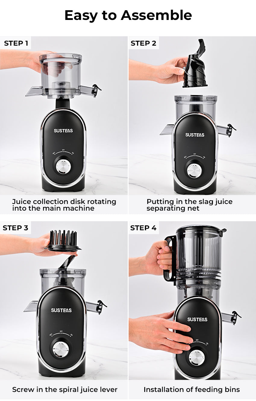 Susteas JuiceDrive Turbo 3.0 | Cold Press Juicer, Large Inlet, Slow Masticator, High Yield Juice Extractor - Easy to Clean - VIP