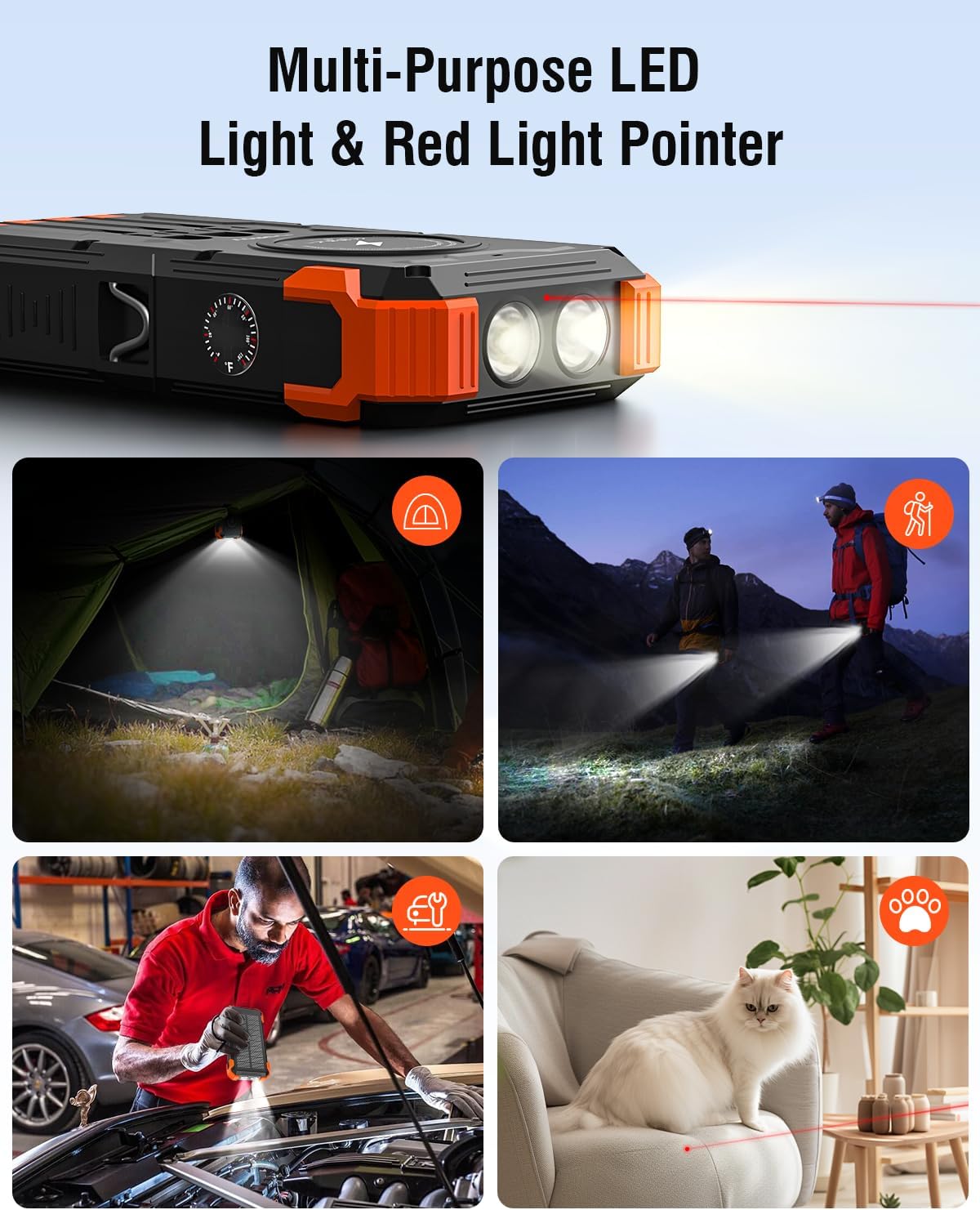 SunVault 42K Solar Power Pro | 42800mAh Wireless Portable Charger with USB-C in/Output, QC3.0 Fast Charging 15W 4 Ports Outdoor Battery Pack Built-in Dual Led Flashlights for iPhone Samsung etc- VIP